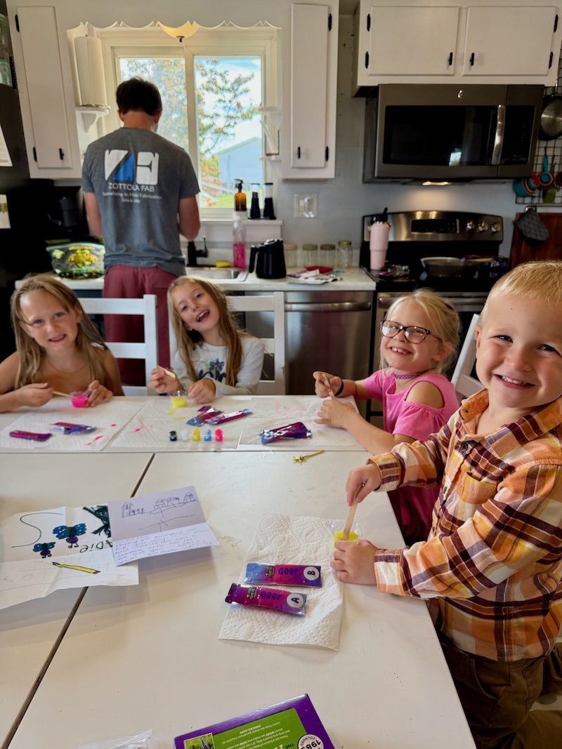 Kids making squishies