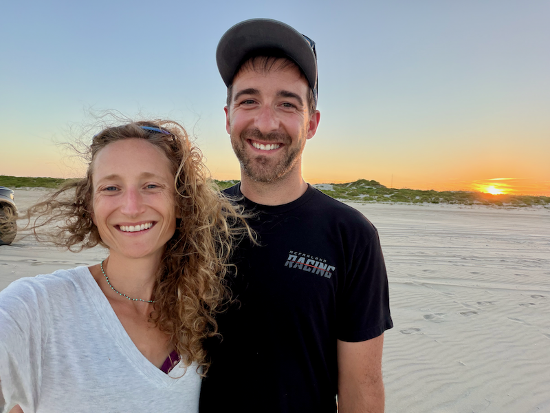 Husband and wife at beach in North Carolina