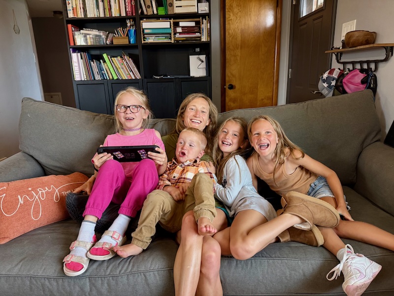 Mom with kids and nieces and nephews