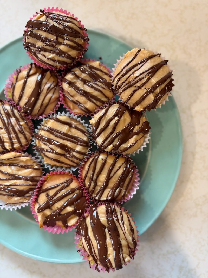 Mini chocolate peanut butter cheesecakes