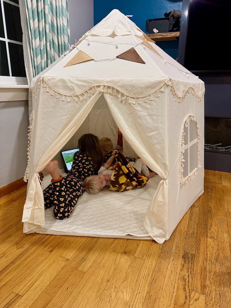Kids in play tent